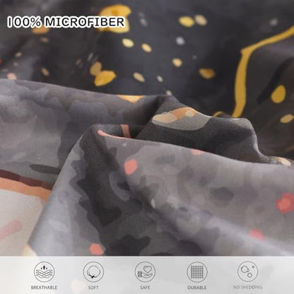 Yogeneg King Size Comforter Set 7 Piece Bed in a Bag,White Black Floral Botanical Pattern Khaki Bedding Set,Soft Microfiber Comforter with Sheet Set,All Season Bed Set(Khaki,King)