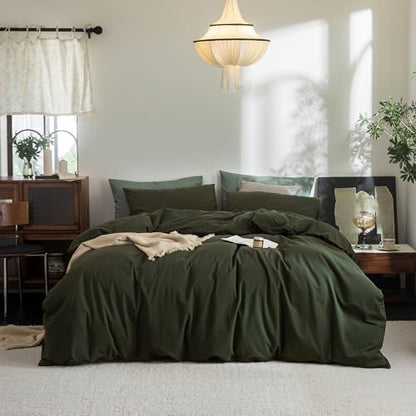 FOSSA Duvet Cover Set 100% Washed Cotton Linen Feel Super King