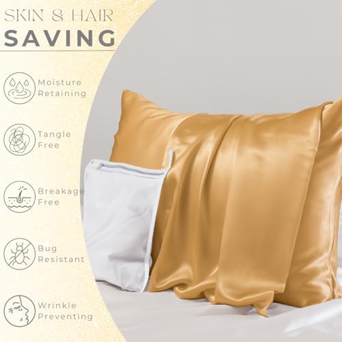 PROMEED 23 Momme 100% Mulberry Silk Pillowcase 2 Pack, King