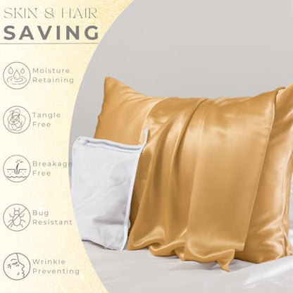 PROMEED 23 Momme 100% Mulberry Silk Pillowcase 2 Pack, King