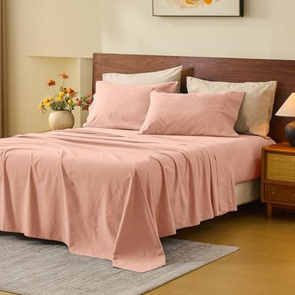 MEISHANG 100% French Linen Sheets King,6 Pcs,18-24" Extra Deep Pocket