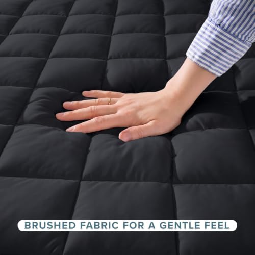 Bare Home Quilted Fitted Mattress Pad (Twin XL, Black)