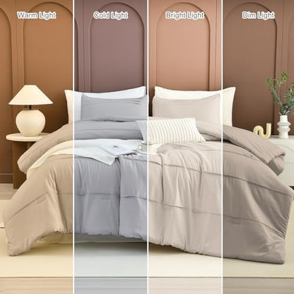 Masaca 120x120 Oversized Comforter King Size,Linen Like Textured Pinch Pleated California King Bed Comforter Set Soft Lightweight Fluffy Farmhouse Bedding Set 3PCS