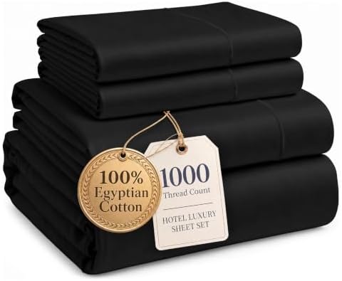 LANE LINEN California King Sheet Sets Cooling 100% Egyptian Cotton - Black