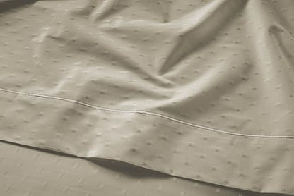 LANE LINEN 100% Egyptian Cotton Queen Sheet Set Sateen - Linen Swiss Dot