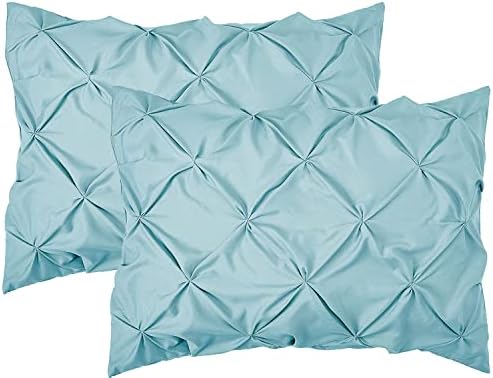 Elegant Comfort 2-Pack Sham Set Pinch Pleat Design, 1500 Premium Hotel Quality Microfiber, Stylish Design-Easy Care, Wrinkle and Stain Resistant, 2-Piece Sham Set, Pleated King, Aqua