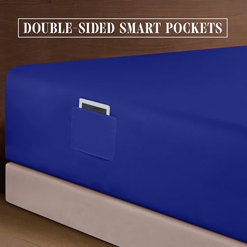 Elegant Comfort 4-Piece Bed Sheet Set - Luxury Bedding 1500 Premium Hotel Quality Microfiber, All Around Elastic 18-24 Inches Deep Fitted Sheet- Extra Deep Pocket Sheets, Full, Imperial Blue