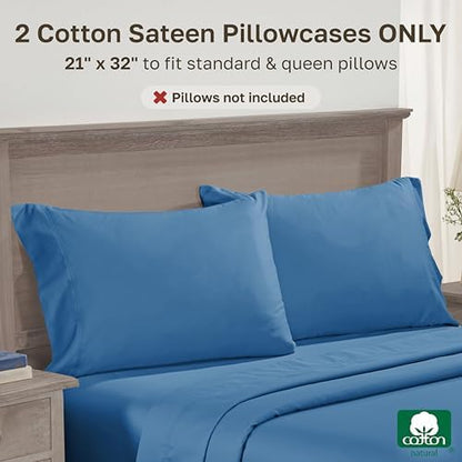 California Design Den 600 TC Set of 2 Pillowcase Standard, Parisian Blue