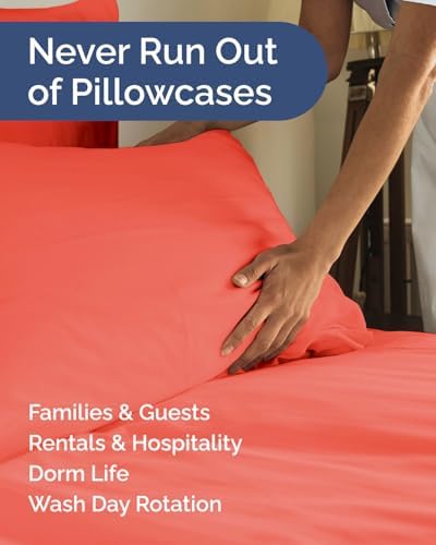 Standard Pillow Cases Set of 10 - Ultra Soft Pillowcase Covers - Coral