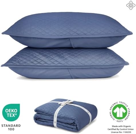 BIOWEAVES 100% Organic Cotton Quilts Queen Size - Diamond Stitched Quilted bedspreads - All Season Oversized Coverlet Set - GOTS Certified Bedding Set | 1 Quilt & 2 Pillow Shams