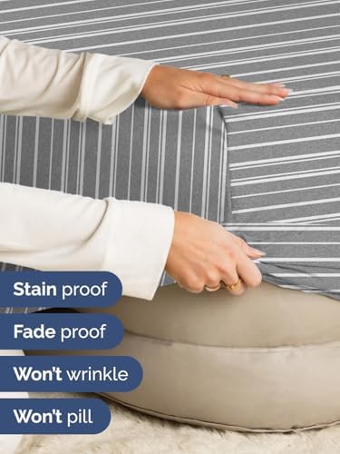 CGK Linens Extra Deep Twin Fitted Sheet - Fitted Sheet Only - Grey Stripes