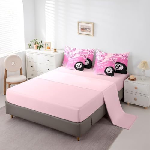 Erosebridal Pink Leopard Bow Girls Twin Bedding Set 7 Piece Preppy Fashion Y2K Comforter Set Cheetah Print Lucky 8 Ball Bed in A Bag with Sheets for Kids Teen Adults,Girly Coquette Y2K Bed Set