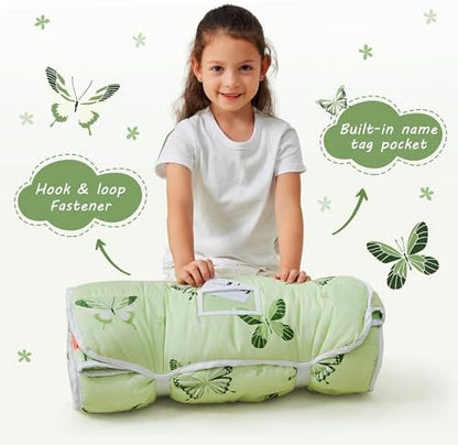 Lasoftan Toddler Nap Mat with Pillow and Blanket, Extra Large Rolled Napping Mats,Slumber Bags for Boys Girls,Kids Sleeping Bag for Daycare, Preschool Travel Camping
