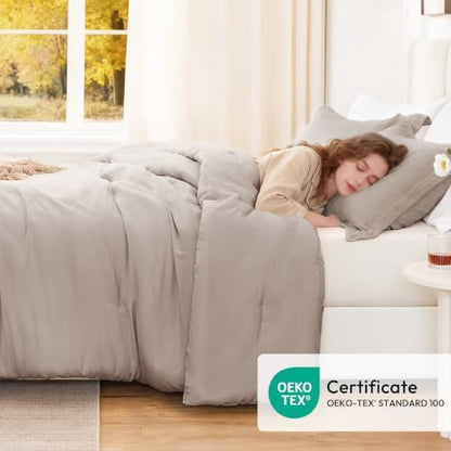 Love's cabin Burlwood Full Comforter Set, 3-Piece Prewashed Bed Set