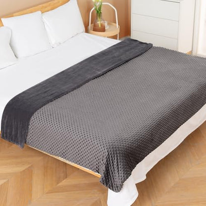 yescool Weighted Blanket with Cover for Adults (15 lbs, 60" x 80", Charcoal Gray) Heavy Blanket for Sleeping Perfect for 140-160 lbs, Queen Size Breathable Blanket with Premium Glass Bead