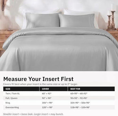 California Design Den Luxury Duvet Cover Set Oversized King, Light Grey
