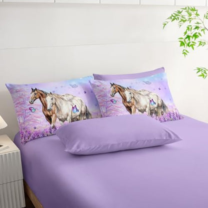 HOSIMA 7Pcs Horse Queen Comforter Set Animal Bedding Room Decor for Teens.