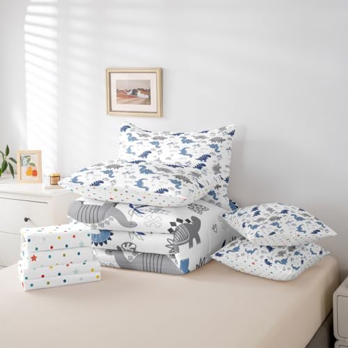 Feelyou Cute Dinosaur 7 Piece Bedding Set for Kids