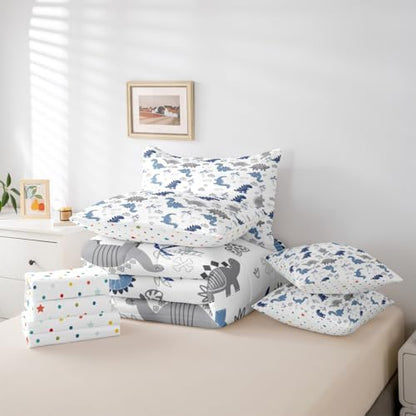 Feelyou Cute Dinosaur 7 Piece Bedding Set for Kids