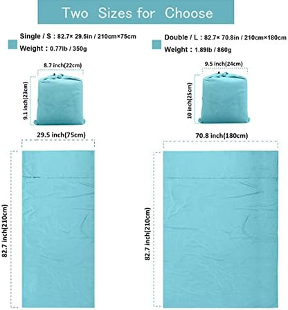 Sleeping Bag Liner, Lightweight Portable, Soft Travel and Camping Sheet, with Compact and Carry Bag, for Travel, Hotel