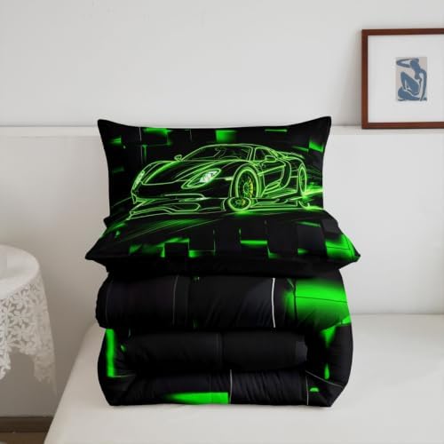 Feelyou Race Car Comforter Set King Size Bedding Set Breathable Soft