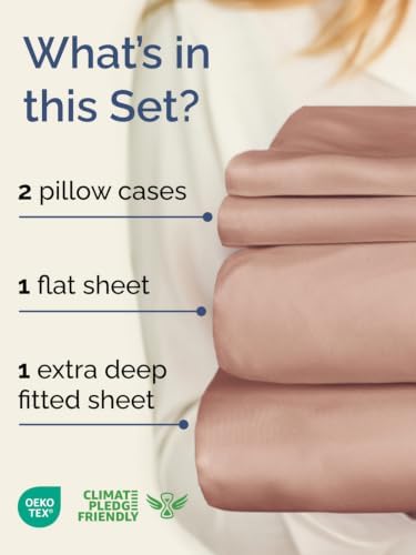 Extra Deep Pocket Queen Size Sheet Set - Breathable & Cooling - Mauve