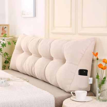 SAMTY Wedge Headboard Pillow Twin for Bed Sitting Up, Linen Back Pillow