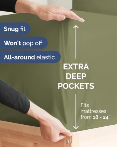 CGK Linens Extra Deep Flex Top Split Head King Fitted Sheet - Sage Green