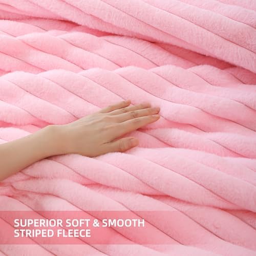 Smoofy Fluffy King Size Comforter 3 PCS - Pink Fleece Bedding Set