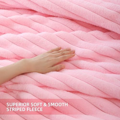 Smoofy Fluffy King Size Comforter 3 PCS - Pink Fleece Bedding Set