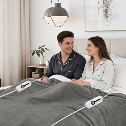 Electric Heated Blanket 90"x100" King Size, Light Grey