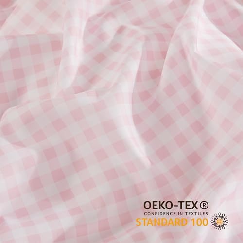 Andency Pink Gingham Duvet Cover King, Blush Checkered Plaid Bedding Set