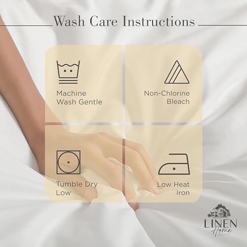 Linen Home 100% Cotton Percale Cal King Sheets 4Pc Cooling Set, Ivory