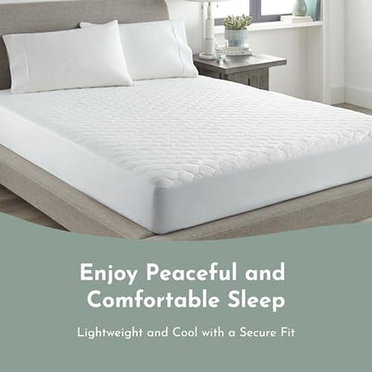 100% Cotton Organic Mattress Protector | Breathable & Noiseless Quilted GOTS Organic Mattress Pad with Premium 300GSM Durability | Machine Washable Bed Protector with Deep Pocket (White, Cal King)