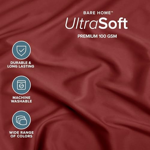 Bare Home Full Fitted Sheet - 1800 Ultra-Soft (Full, Rosewood)