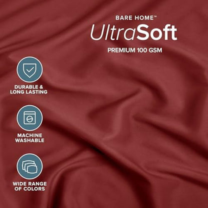 Bare Home Twin Fitted Sheet - 1800 Ultra-Soft (Twin, Rosewood)