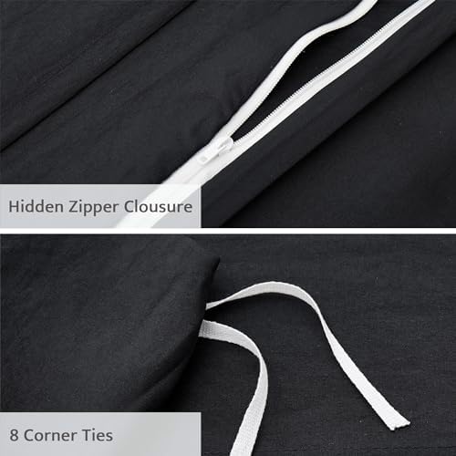 Oli Anderson 3PCS Pleated Duvet Cover Set, Black, King