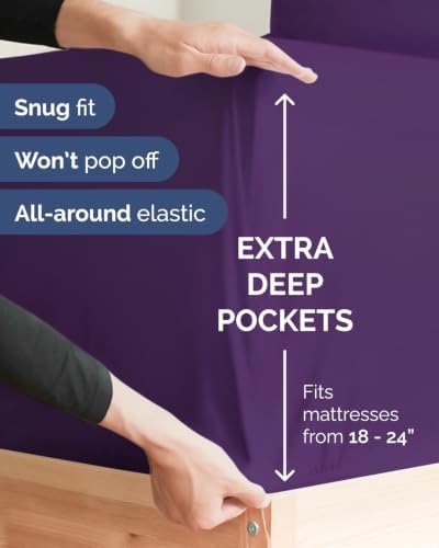 CGK Linens 2 Pack Extra Deep Twin Fitted Sheets - Purple