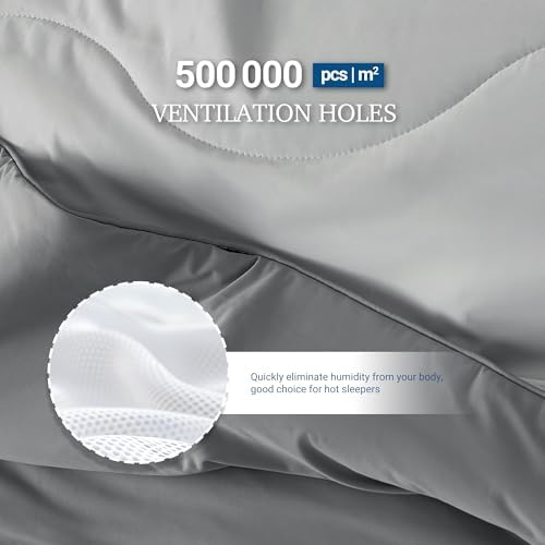 Hotel Grand Cooling Comforter for Hot Sleepers, Cooling Blankets Twin Size, Q-Max>0.4, Breathable and Soft, Lightweight Blankets for Summer (Grey, 68" x90”, Packed with Cooling Pillowcase)