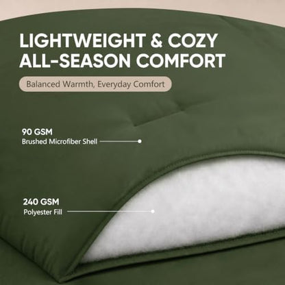 HIMEET Oversized Queen Comforter Sets, 7-Piece Point-Quilted, Olive Green