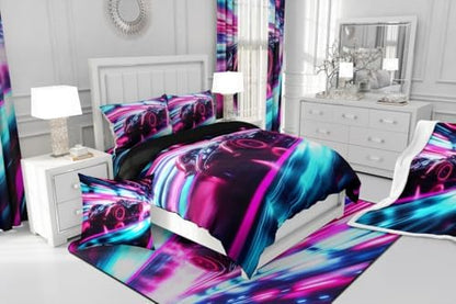 Kids Boys Sports Comforter Set - Black Blue Race Car Comforter for Kids Teen Room Decor - Extreme Sports Game Theme Bedding Set - Cool Speed Luxury Car Decor Quilt Set - Soft for All Season,Full Size