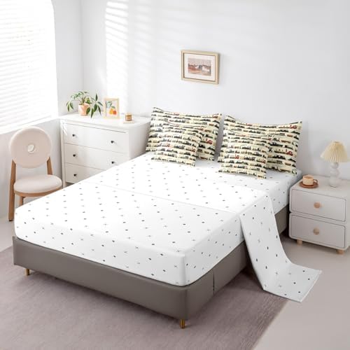 Feelyou Vintage Train Comforter Set King Size 7 Pcs Bedding Set Boys Girls