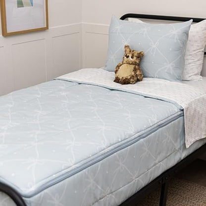 Beddy's Blue Ribbon & Bow All-in-One Kids/Teens Zipper Bedding Set - Full