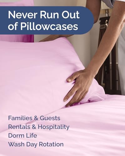 Queen Pillow Cases Set of 8 - Ultra Soft Pillowcase Covers - Light Pink