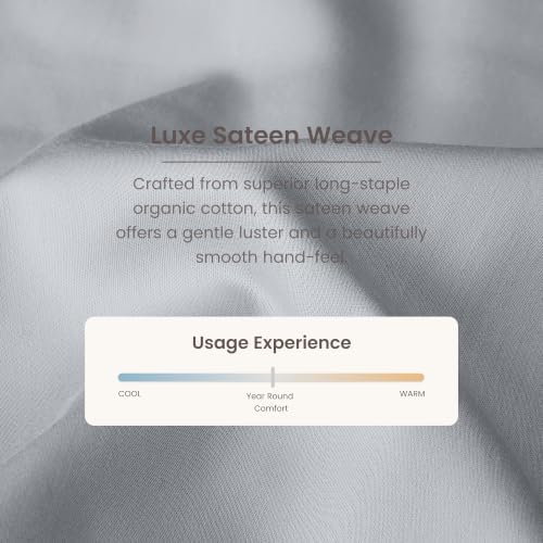 BIOWEAVES 100% Organic Cotton 1 King Size Fitted Sheet Only | 300 Thread Count Sateen Weave GOTS Certified with Deep Pocket - Glacier Gray