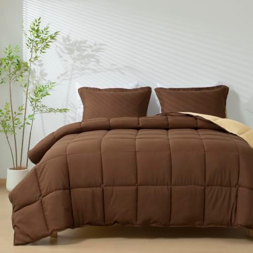HIG 3pc Chocolate Queen Size Bedding Comforter Set Duvet Insert Blanket
