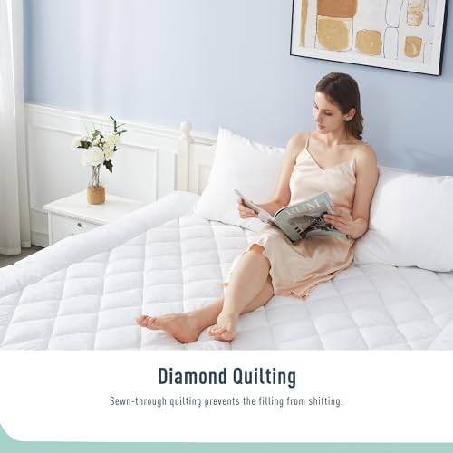 Twin XL Mattress Pad Cotton Quilted Cover 22" Deep Pocket, Regular