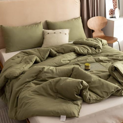 ROSGONIA Alaskan King Comforter, Olive Green, 136x120 Soft Bedding Quilt