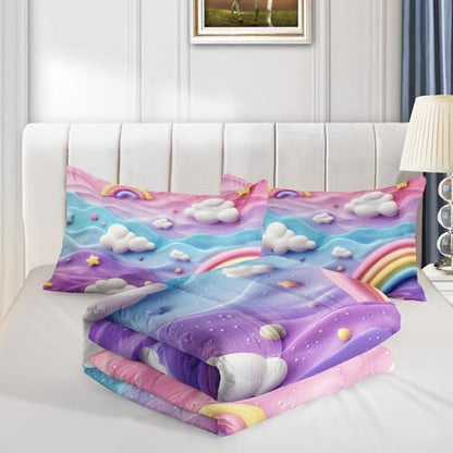 QOOMO Rainbow Kids Comforter Set Full Size