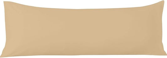 Comfort Beddings Body Pillowcase, 100% Organic Cotton 600 Thread Count Sateen, Soft Cooling Taupe, 1-Pack, Hidden Zipper Closure, Hotel Quality, Fade & Shrink Resistant, 20 x 48 Inches